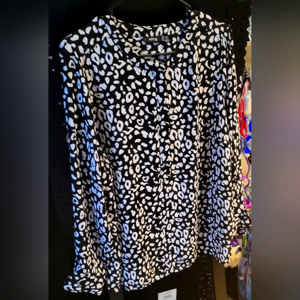 Animal print long sleeve blouse